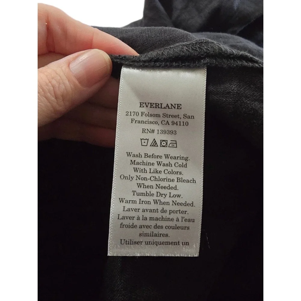 Everlane The Linen Easy High Rise Wide Leg Ankle Pant In Black Sz L